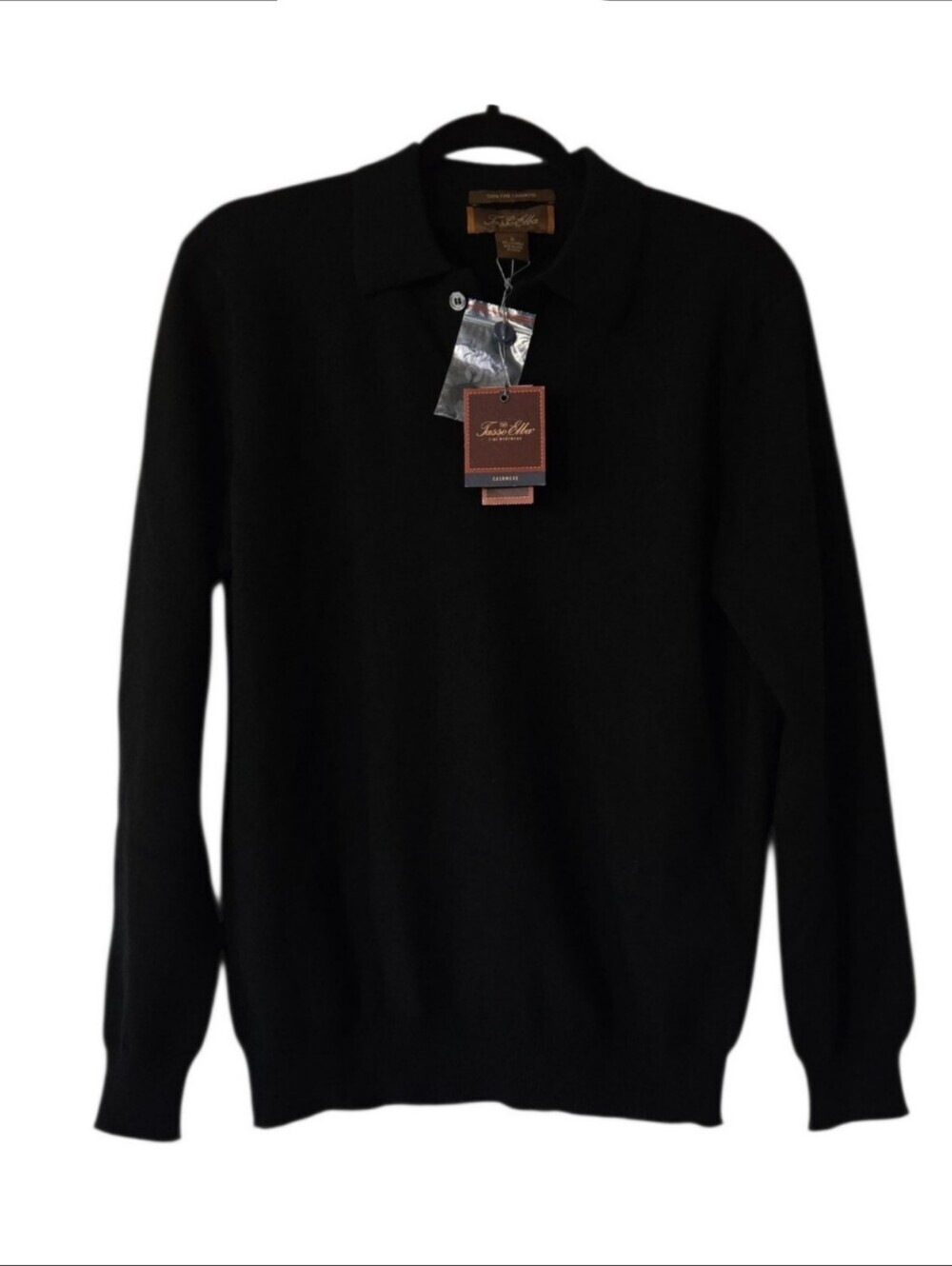 Tasso Elba 100% Cashmere Button Sweater Men’s L Long Sleeve Pullover Black NWT
